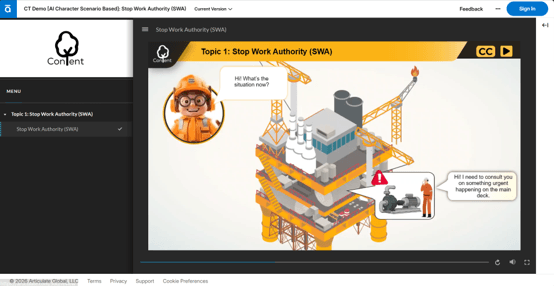 AI Characters in dialogue applied to e-learning module