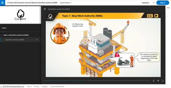 AI Characters in dialogue applied to e-learning module