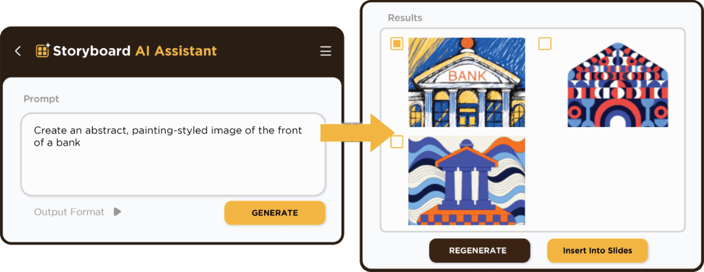 Illustration Agent prompt area showing generated image results