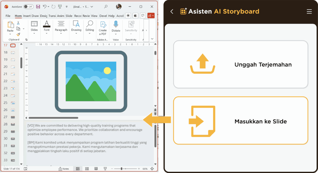 Asisten AI Storyboard mengganti voiceover dan teks di layar untuk profesional e-learning